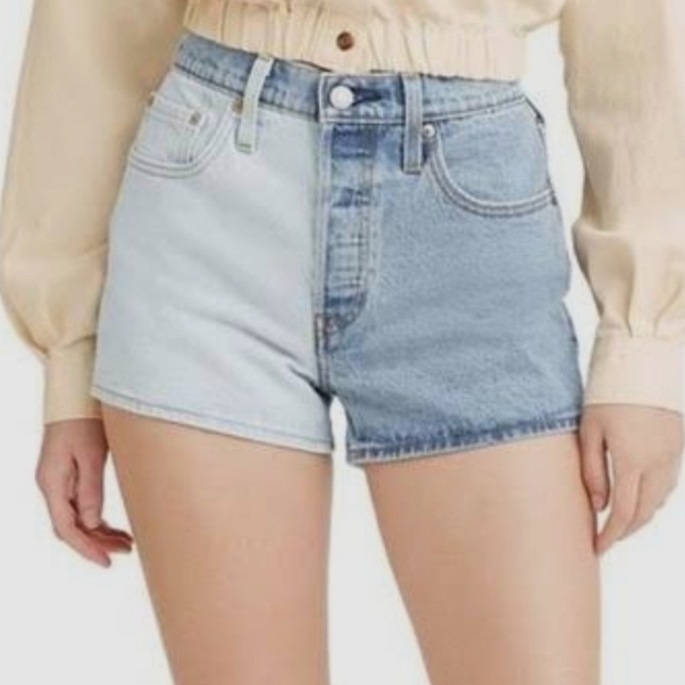 Levi's Two-Tone Blue Jean Shorts - Picture 9 of 10